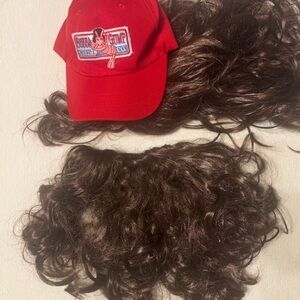Forrest Gump Red Hat with Brown Wig and beard
